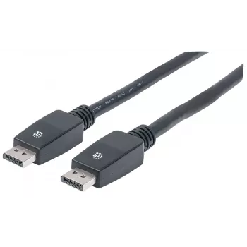 Καλώδιο Manhattan DisplayPort 1.1, 4K@60Hz, 10m, βύσμα αρσενικό σε αρσενικό, με ασφάλιση, πλήρως θωρακισμένο, μαύρο, εφ' όρου ζωής εγγύηση