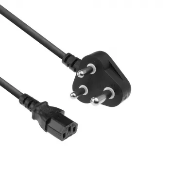 Καλώδιο τροφοδοσίας ACT Powercord βύσμα Ινδίας/Ν. Αφρικής – C13 μαύρο 2,5 m