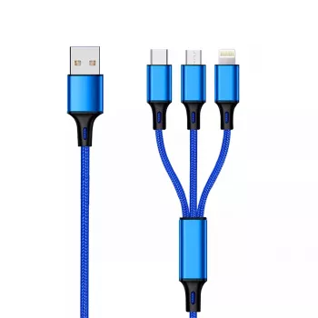 Καλώδιο USB 2GO 797151 1,5 m USB-B USB-C/Micro-USB-B/Lightning μαύρο μπλε