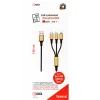 Καλώδιο USB 2GO 797152 3m USB B USB C/Micro-USB B/Lightning μαύρο χρυσό