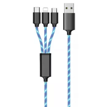Καλώδιο USB 2GO 797315 1,5m USB B USB C/Micro-USB B/Lightning μαύρο μπλε