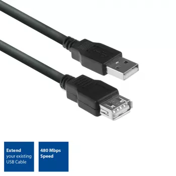 ACT Καλώδιο Επέκτασης USB 2.0 A Βύσμα αρσενικό - A Υποδοχή θηλυκή 3 Μέτρα