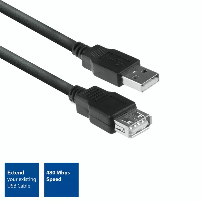 ACT Καλώδιο Επέκτασης USB 2.0 A Βύσμα αρσενικό - A Υποδοχή θηλυκή 3 Μέτρα