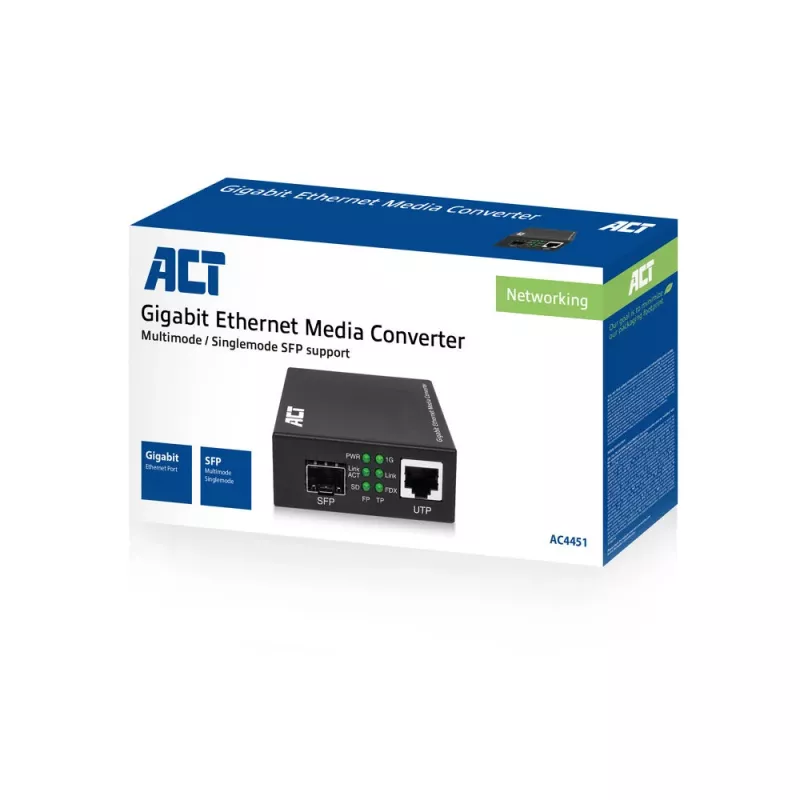 Μετατροπέας δικτύου ACT AC4451 1000 Mbit/s πολυτροπικό μονότροπο μαύρο