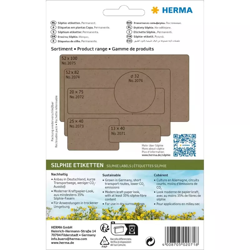 HERMA 2071 ετικέτες γενικής χρήσης Silphie, 13 x 40 mm, 24 φύλλα