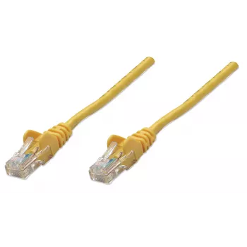 Intellinet Καλώδιο δικτύου patch, Cat5e, 7,5 m, Κίτρινο, CCA, U/UTP, PVC, RJ45, επιχρυσωμένες επαφές, χωρίς προεξοχές, ενσωματωμένη προστασία από τσάκισμα, εφ' όρου ζωής εγγύηση