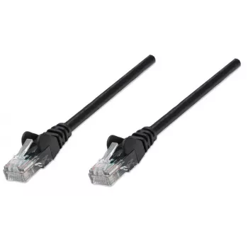 Intellinet Καλώδιο δικτύου patch, Cat5e, 5 m, Μαύρο, CCA, U/UTP, PVC, RJ45, επιχρυσωμένες επαφές, χωρίς προεξοχές, ενσωματωμένο, εφ' όρου ζωής εγγύηση