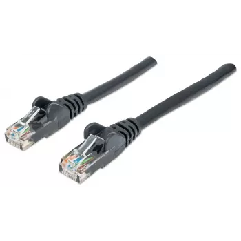 Intellinet Καλώδιο δικτύου patch, Cat6, 1,5 m, Μαύρο, CCA, U/UTP, PVC, RJ45, επιχρυσωμένες επαφές, χωρίς προεξοχές, προστασία από τράβηγμα, εφ' όρου ζωής εγγύηση