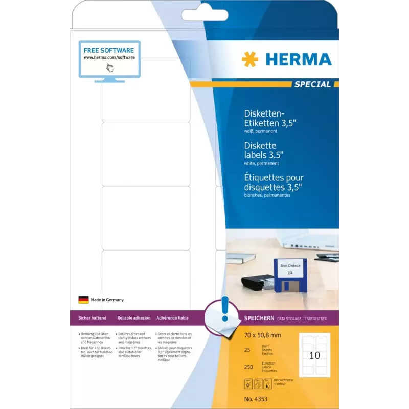 Αυτοκόλλητες ετικέτες εκτυπωτή HERMA ετικέτες δισκέτας 3,5 ίντσες