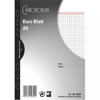 Avery Zweckform Chronoplan 50304 καρό φύλλα ένθεσης για πλάστες A5, 50 φύλλα, 80 g/m²