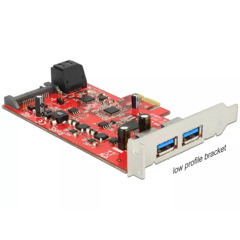 Delock 89389 κάρτα PCI Express, 2x εξωτερικές USB 3.0 + 2x εσωτερικές SATA 6 Gb/s, Low Profile