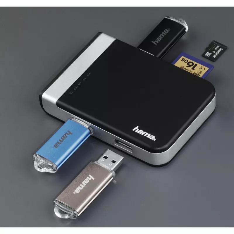 Hama 00054546 αναγνώστης καρτών USB 3.2 Gen 1 (3.1 Gen 1) Type-A/Type-C μαύρο, ασημί