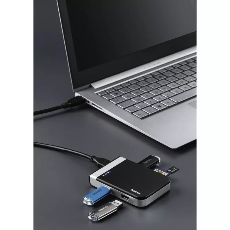 Hama 00054546 αναγνώστης καρτών USB 3.2 Gen 1 (3.1 Gen 1) Type-A/Type-C μαύρο, ασημί