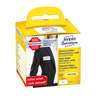 Avery AS0722560 αυτοκόλλητη ετικέτα Στρογγυλεμένο ορθογώνιο Αποσπώμενη Λευκό 200 τεμ.