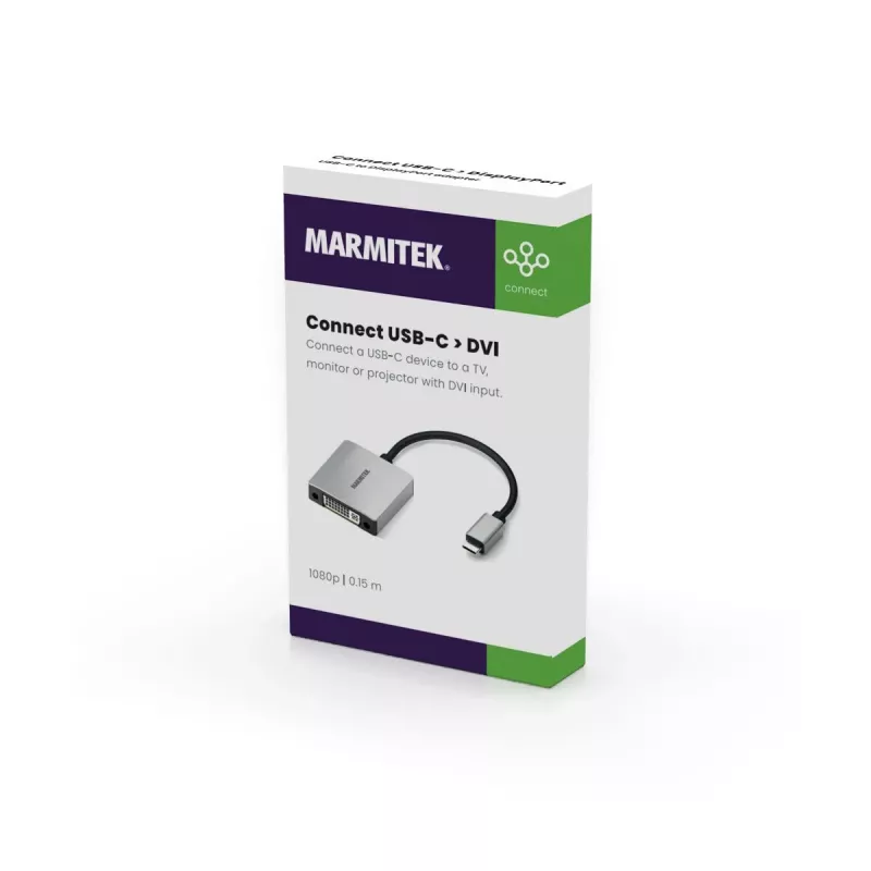 Marmitek 08372 προσαρμογέας βίντεο USB-C σε DVI, 0,15 m, μαύρος/ασημί