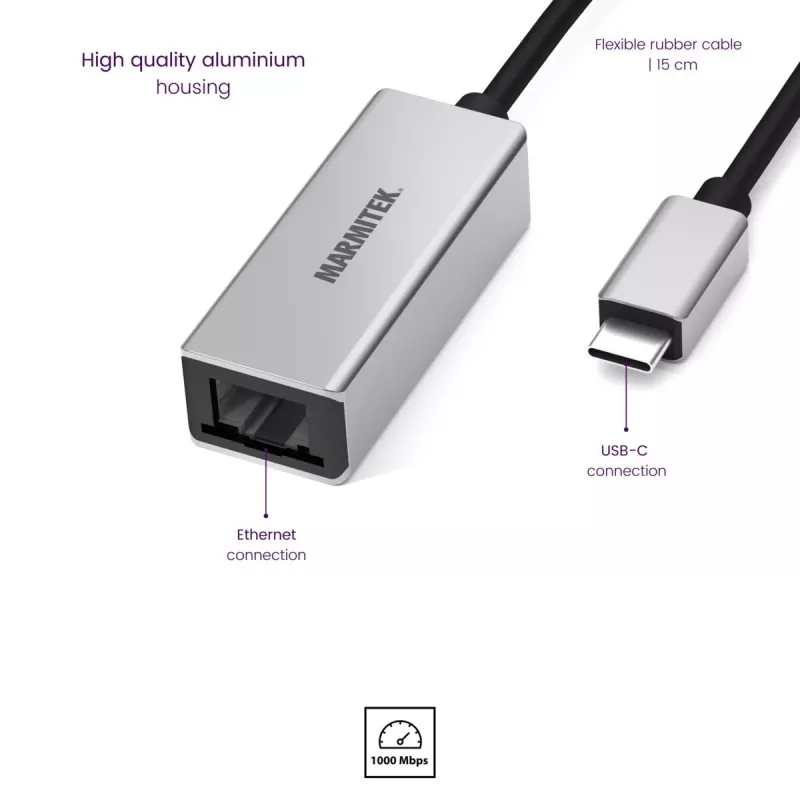 Marmitek Connect Προσαρμογέας USB-C σε Ethernet 8373