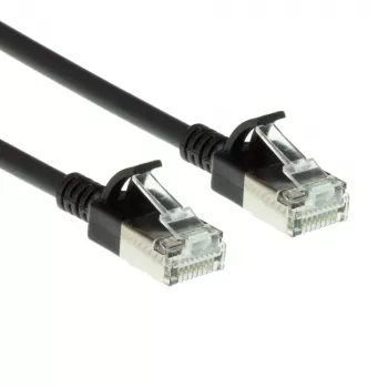 ACT Μαύρο 10 μέτρα LSZH U/FTP CAT6A Datacenter Slimline καλώδιο patch με βύσματα RJ45 χωρίς προεξοχή