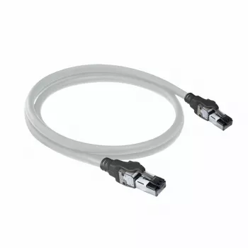 ACT Γκρι 1 μέτρο S/FTP CAT6A IDC 4PPoE / PoE++ 100W LSZH Patch καλώδιο με προστασία προεξοχών με βύσματα RJ45