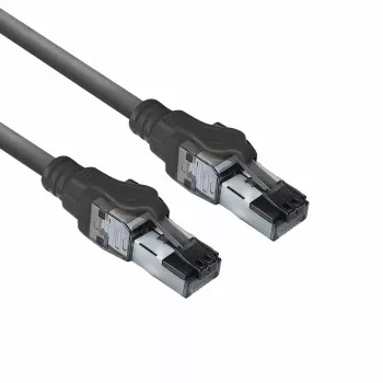 ACT Μαύρο 5 μέτρα S/FTP CAT6A IDC 4PPoE / PoE++ 100W LSZH Patch καλώδιο snagless με βύσματα RJ45