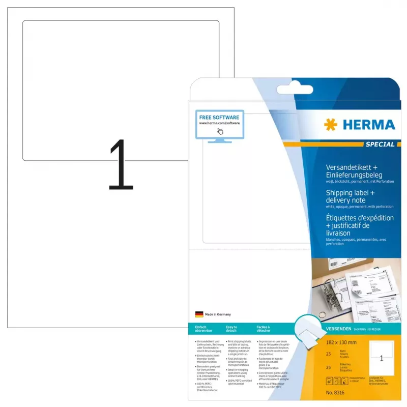 Ετικέτα αποστολής + δελτίο αποστολής HERMA 8316