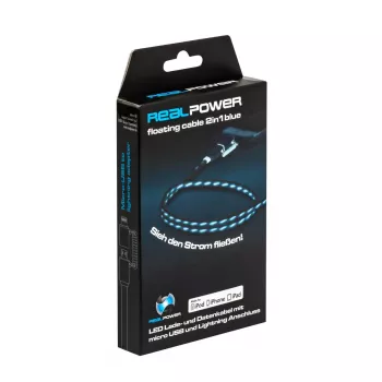 Καλώδιο USB-A/Lightning RealPower 0,75 m Μαύρο/Μπλε