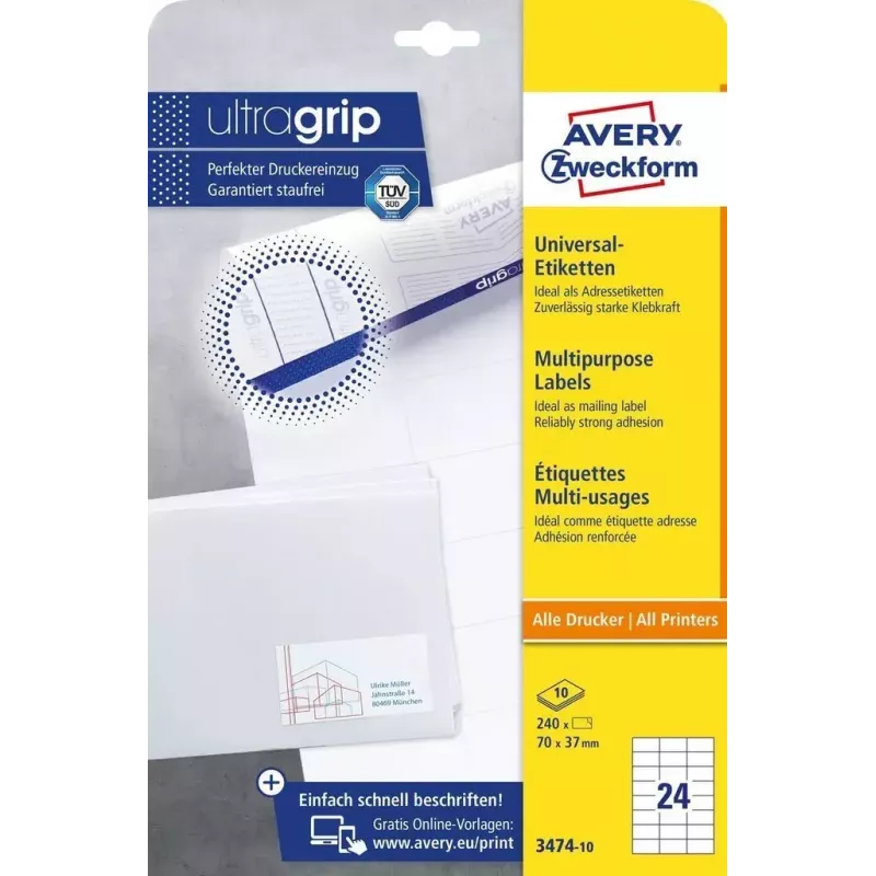 Αυτοκόλλητη ετικέτα ορθογώνια AVERY 3474-10