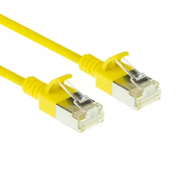 Καλώδιο patch ACT Κίτρινο 0,25 μέτρα LSZH U/FTP CAT6A Slimline κέντρου δεδομένων χωρίς προεξοχές με βύσματα RJ45