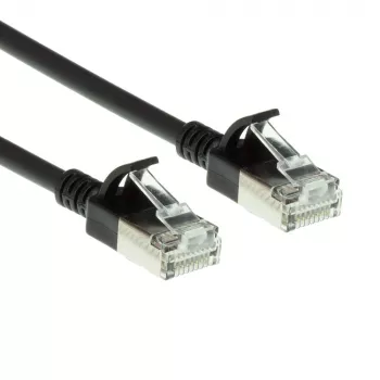 Καλώδιο patch ACT Μαύρο 5 μέτρα LSZH U/FTP CAT6A Slimline κέντρου δεδομένων χωρίς προεξοχές με βύσματα RJ45
