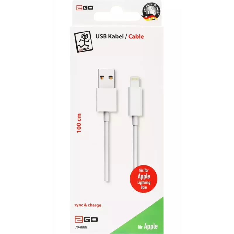 Καλώδιο Lightning 2GO 794888 1m λευκό USB B