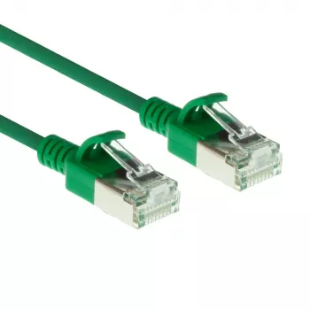 ACT πράσινο 10 μέτρα LSZH U/FTP CAT6A Slimline Patch καλώδιο κέντρου δεδομένων, χωρίς προεξοχές με βύσματα RJ45