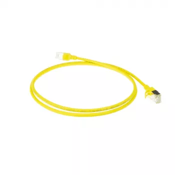 ACT κίτρινο 10 m LSZH U/FTP CAT6A Slimline Patch καλώδιο κέντρου δεδομένων με βύσματα RJ45 και προστασία κάμψης