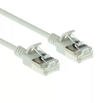 ACT γκρι 0,15 μέτρα LSZH U/FTP CAT6A Slimline Patch καλώδιο κέντρου δεδομένων, με προστασία ασφάλισης και βύσματα RJ45