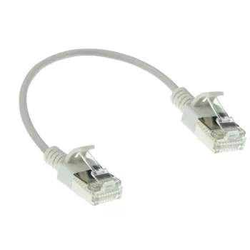 ACT γκρι 0,15 μέτρα LSZH U/FTP CAT6A Slimline Patch καλώδιο κέντρου δεδομένων, με προστασία ασφάλισης και βύσματα RJ45