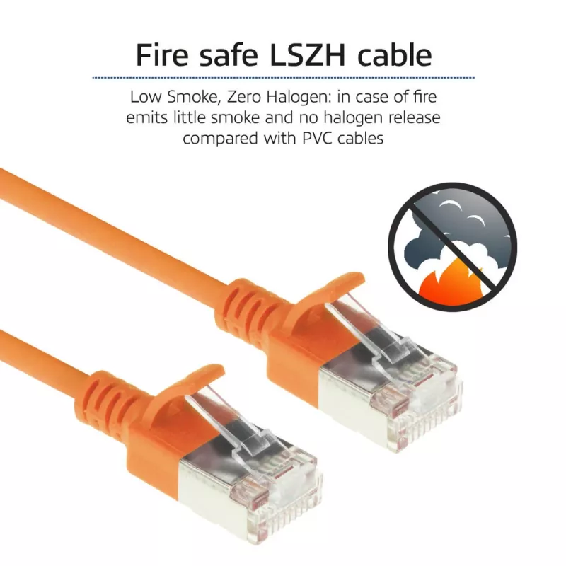 ACT Orange 10 m LSZH U/FTP CAT6A Datacenter Slimline καλώδιο patch, χωρίς γλωττίδες με βύσματα RJ45