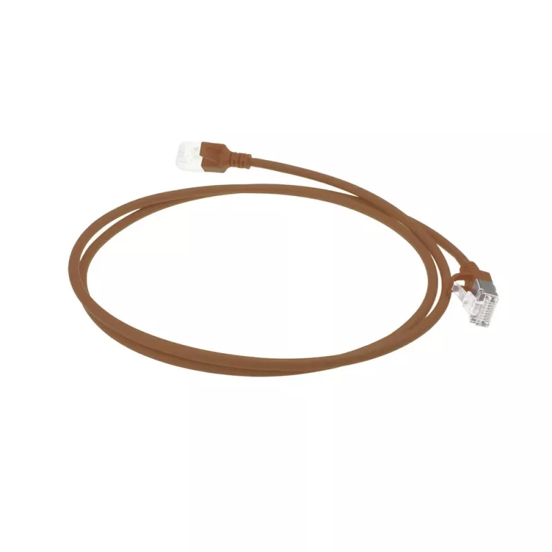 ACT καφέ 3 μέτρα LSZH U/FTP CAT6A Slimline patch καλώδιο κέντρου δεδομένων με βύσματα RJ45