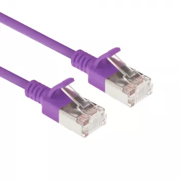 ACT μωβ 1 μέτρο LSZH U/FTP CAT6A Slimline patch καλώδιο κέντρου δεδομένων χωρίς γλωττίδα με βύσματα RJ45
