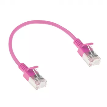 ACT Pink 0,5 m LSZH U/FTP CAT6A Data Center Slimline Patchkabel snagless με βύσματα RJ45