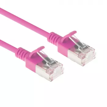ACT Pink 2 μέτρα LSZH U/FTP CAT6A Rechenzentrum Slimline Patchkabel snagless με βύσματα RJ45