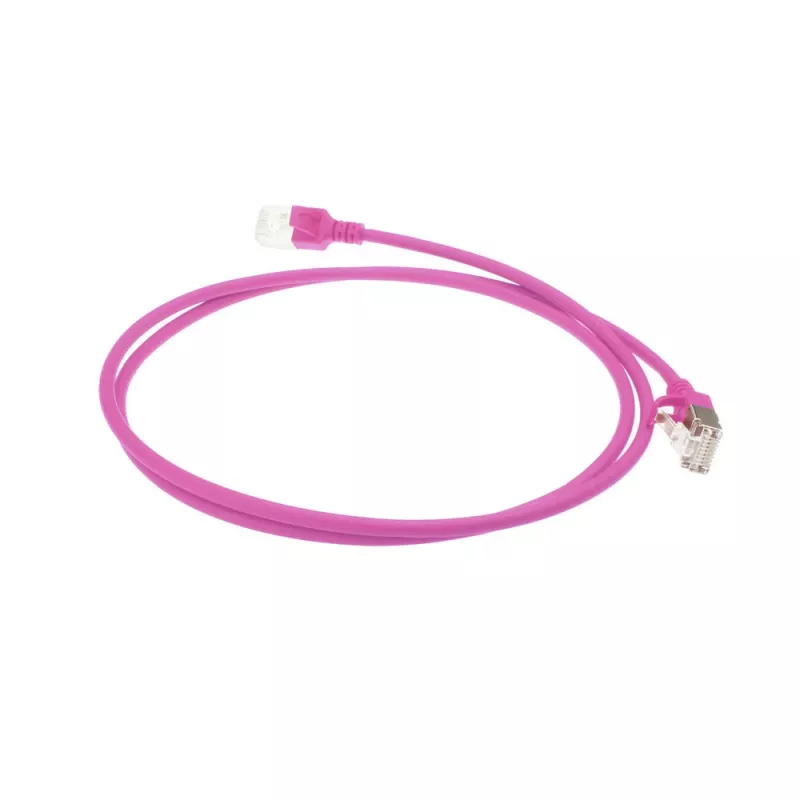 ACT Pink 7 μέτρα LSZH U/FTP CAT6A Rechenzentrums-Slimline-Patchkabel με βύσματα RJ45