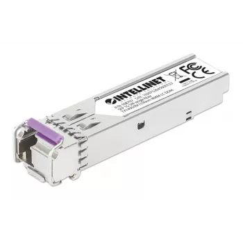 Intellinet Gigabit Fiber WDM Bi-Directional SFP Optical Transceiver Module 1000Base-BX-U (LC) Single-Mode-Port, 80 km, BiDi WDM (RX1550/TX1490), MSA-komform για μέγιστη συμβατότητα, Ασημί