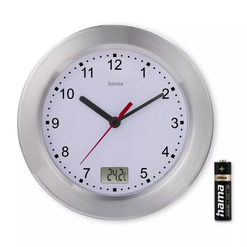 Hama Mauritius ρολόι quartz στρογγυλό ασημί, λευκό