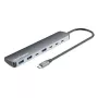 Manhattan USB-C Dock/Hub, Θύρες (x7): USB-A (x3) και USB-C (x4), με Power Delivery (PD) 100 W – απαιτείται εξωτερικός φορτιστής USB-C (δεν περιλαμβάνεται). Τροφοδοσία USB (δεν απαιτείται εξωτερικό τροφοδοτικό) όταν δεν χρησιμοποιείται PD, αλουμίνιο