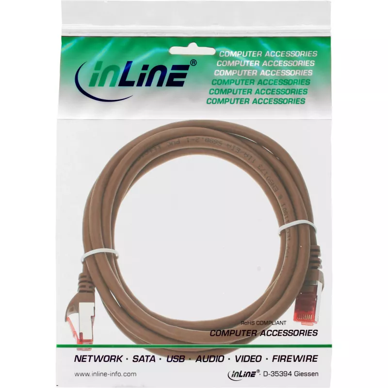 InLine 76403K καλώδιο patch S/FTP (PiMF) Cat.6, καφέ, 3 m