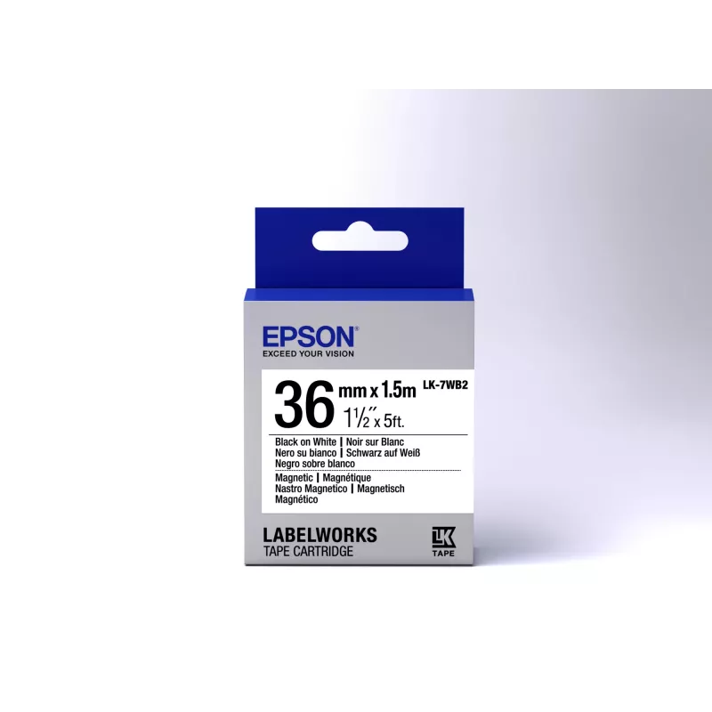 Epson κασέτα ετικετών Magnetic LK-7WB2 μαύρο/λευκό 36mm (1,5m)