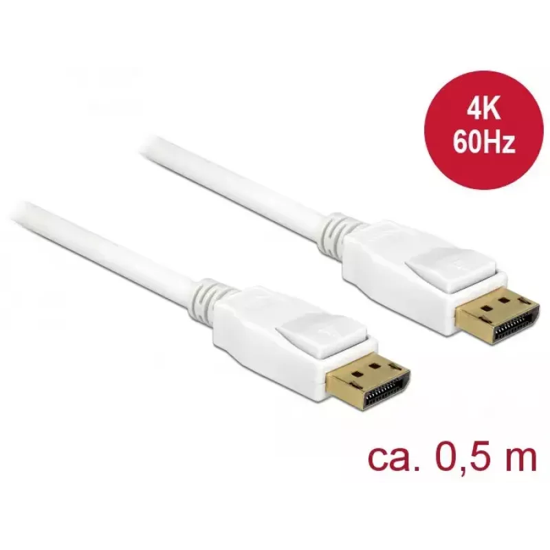 Καλώδιο DisplayPort DeLOCK 85507 0,5 m λευκό