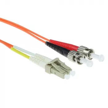Καλώδιο patch οπτικής ίνας ACT 1 μέτρο LSZH Multimode 62.5/125 OM1 Duplex με βύσματα LC και ST