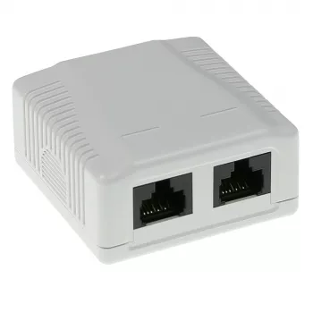 Aufputzgehäuse, 2-Port, CAT6, unshielded, ACT FA6002, 29×61×29,5 mm