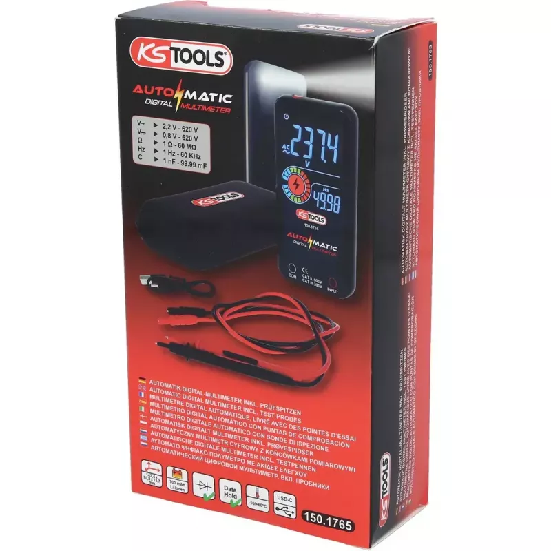KS Tools 150.1765 αυτόματο ψηφιακό πολύμετρο με καλώδια μέτρησης