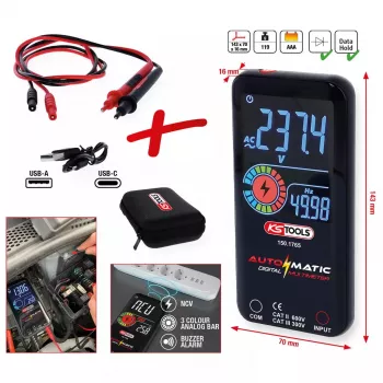KS Tools 150.1765 αυτόματο ψηφιακό πολύμετρο με καλώδια μέτρησης