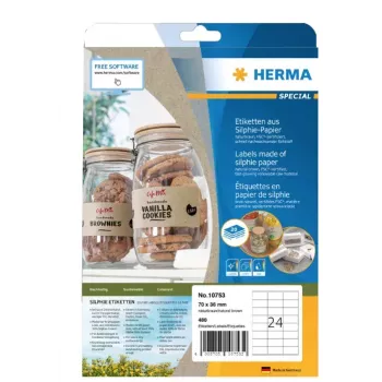 HERMA 10753 Αυτοκόλλητη ετικέτα Ορθογώνια Μόνιμη Καφέ 480 τεμ.